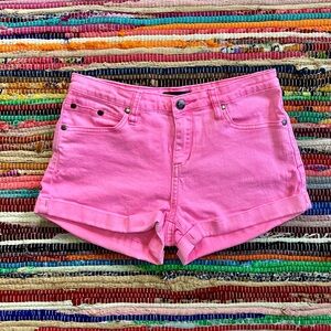 This City ~ Neon pink denim shorts